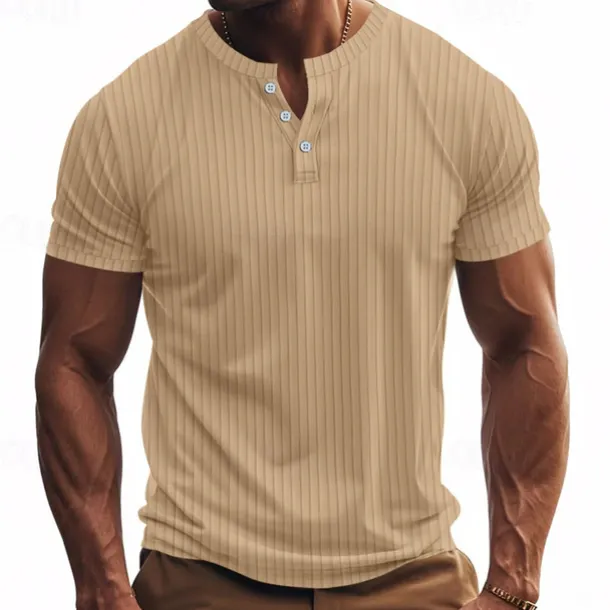 Men's Button T Shirt T Shirt Henley Shirt Tee Short Sleeve Henley Summer Spring Plain Fashion Designer Basic Jacquard Vacation Street Going out Black White Red Top Tee for Men