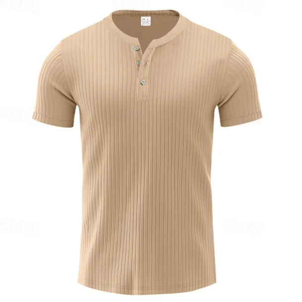 Men's Button T Shirt T Shirt Henley Shirt Tee Short Sleeve Henley Summer Spring Plain Fashion Designer Basic Jacquard Vacation Street Going out Black White Red Top Tee for Men