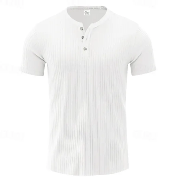 Men's Button T Shirt T Shirt Henley Shirt Tee Short Sleeve Henley Summer Spring Plain Fashion Designer Basic Jacquard Vacation Street Going out Black White Red Top Tee for Men