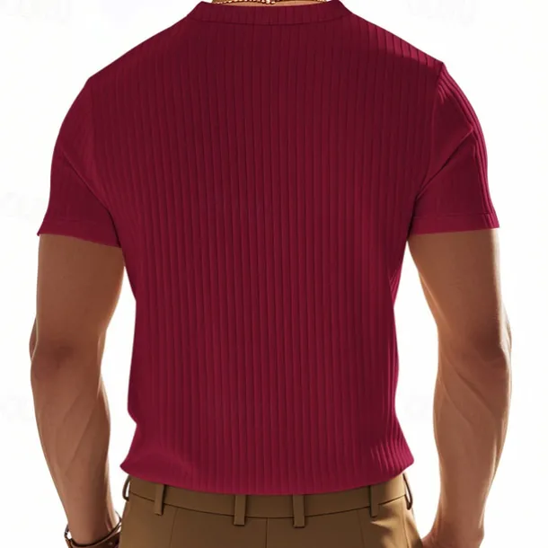 Men's Button T Shirt T Shirt Henley Shirt Tee Short Sleeve Henley Summer Spring Plain Fashion Designer Basic Jacquard Vacation Street Going out Black White Red Top Tee for Men