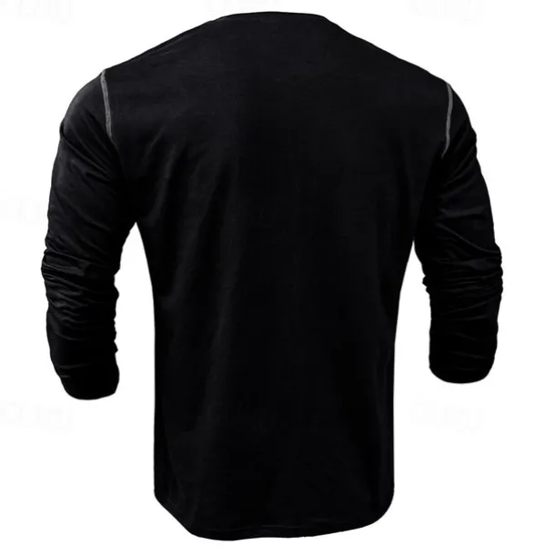 Men's Button T Shirt T Shirt Henley Shirt Tee Long Sleeve Henley Spring & Fall Color Block Fashion Designer Basic Patchwork Vacation Street Going out Black White Wine Top Tee for Men