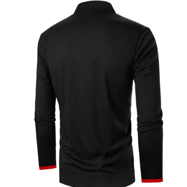 Men's Button Up Polos Polo Shirt Casual Holiday Lapel Long Sleeve Fashion Basic Plain Button Summer Regular Fit Fire Red Black Dark navy Button Up Polos