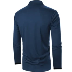 Men's Button Up Polos Polo Shirt Casual Holiday Lapel Long Sleeve Fashion Basic Plain Button Summer Regular Fit Fire Red Black Dark navy Button Up Polos