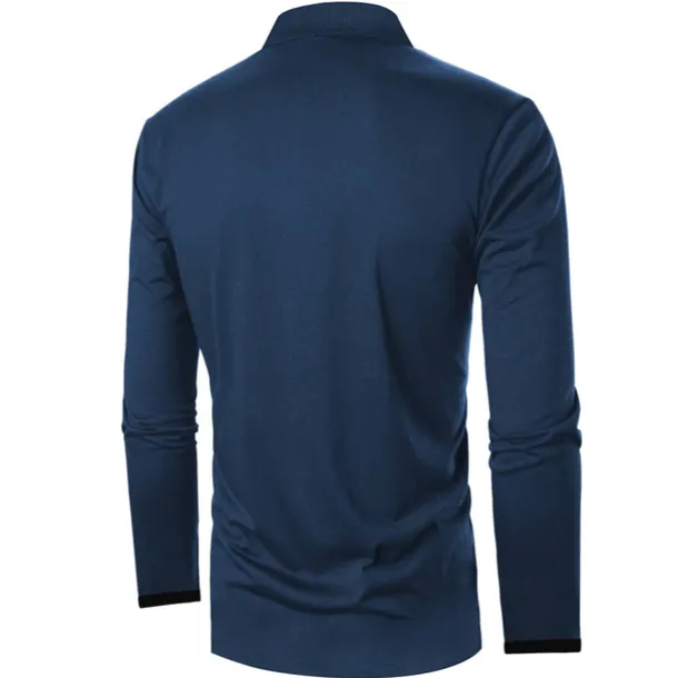 Men's Button Up Polos Polo Shirt Casual Holiday Lapel Long Sleeve Fashion Basic Plain Button Summer Regular Fit Fire Red Black Dark navy Button Up Polos