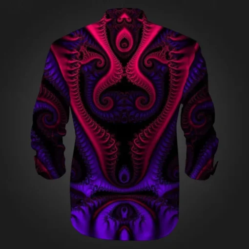 Men's Button Up Shirt Printed Shirts Long Sleeve Subcultural Vacation Party Street Spring & Summer Turndown Print Button-Down Black Red Blue Purple Fuchsia