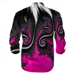 Men's Button Up Shirt Printed Shirts Long Sleeve Subcultural Vacation Party Street Spring & Summer Turndown Print Button-Down Red Blue Purple Gray