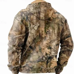 Men's Camo / Camouflage Cowboy Fleece Hoodies Daily Vintage Retro Long Sleeve Hooded Holiday Streetwear Brown Zipper Pocket Fall Winter Designer