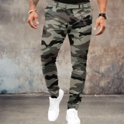 Men's Camo / Camouflage Dress Pants Mid Waist Vintage Formal Outdoor Street Zipper Pocket Summer Spring Fall 3D Print Navy Blue Army Green