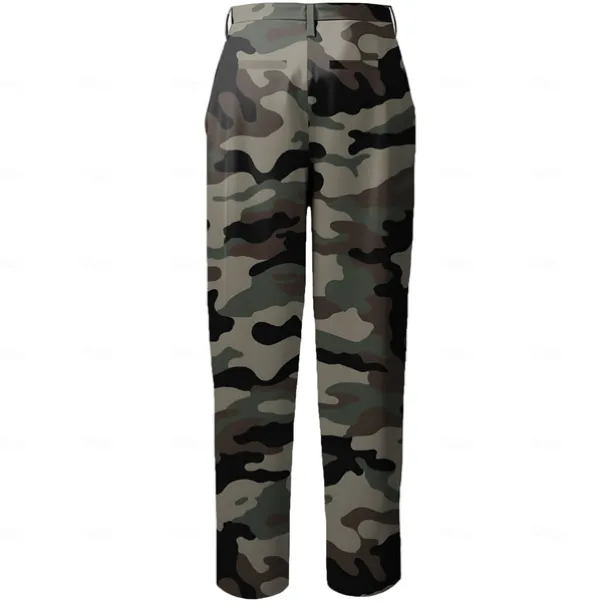 Men's Camo / Camouflage Dress Pants Mid Waist Vintage Formal Outdoor Street Zipper Pocket Summer Spring Fall 3D Print Navy Blue Army Green