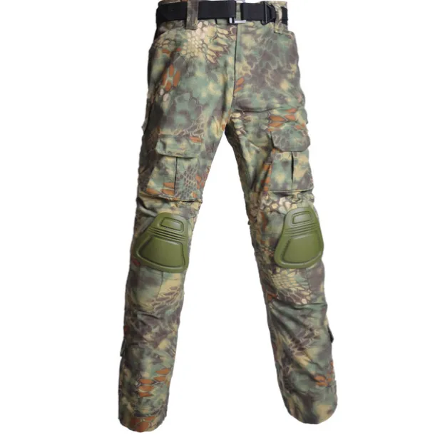 Men's Camouflage Hunting Pants Tactical Pants with Knee Pads Ripstop Windproof Breathable Multi-Pockets Winter Autumn Camo Cotton Bottoms for Hunting Military Training Jungle Python Desert Python CP