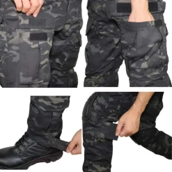 Men's Camouflage Hunting Pants Tactical Pants with Knee Pads Ripstop Windproof Breathable Multi-Pockets Winter Autumn Camo Cotton Bottoms for Hunting Military Training Jungle Python Desert Python CP