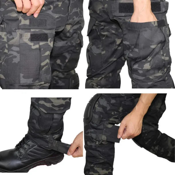 Men's Camouflage Hunting Pants Tactical Pants with Knee Pads Ripstop Windproof Breathable Multi-Pockets Winter Autumn Camo Cotton Bottoms for Hunting Military Training Jungle Python Desert Python CP