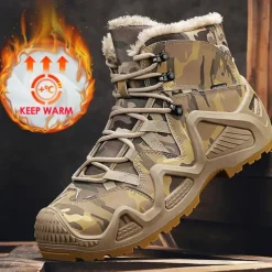 Men's Camouflage Winter Hiking Boots with Fur Lining – Waterproof Insulated Outdoor Snow Boots