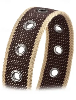 Men's Canvas Belt with Leather Buckle – Durable Woven Belt with Double Eyelets and Metal Buckle, Casual Style for Everyday Wear