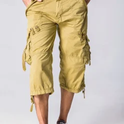 Men's Capri Cargo Shorts Cargo Shorts Capri Pants Shorts Summer Shorts Multi Pocket Flap Pocket Plain Comfort Wearable Knee Length Outdoor Sport Daily Fashion Casual Army Green Red