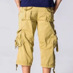 Men's Capri Cargo Shorts Cargo Shorts Capri Pants Shorts Summer Shorts Multi Pocket Flap Pocket Plain Comfort Wearable Knee Length Outdoor Sport Daily Fashion Casual Army Green Red