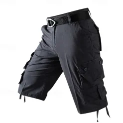 Men's Capri Cargo Shorts Cargo Shorts Capri Pants Shorts Summer Shorts Zipper Multiple Pockets Flap Pocket Plain Comfort Breathable Knee Length Outdoor Vacation Sporty Casual Red Khaki