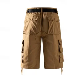 Men's Capri Cargo Shorts Cargo Shorts Capri Pants Shorts Summer Shorts Zipper Multiple Pockets Flap Pocket Plain Comfort Breathable Knee Length Outdoor Vacation Sporty Casual Red Khaki