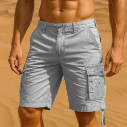 Men's Capri Cargo Shorts Cargo Shorts Shorts Summer Shorts Multi Pocket Flap Pocket Plain Comfort Wearable Knee Length Outdoor Sport Daily Fashion Casual Black Red