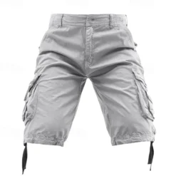 Men's Capri Cargo Shorts Cargo Shorts Shorts Summer Shorts Multi Pocket Flap Pocket Plain Comfort Wearable Knee Length Outdoor Sport Daily Fashion Casual Black Red