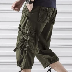 Men's Capri Cargo Shorts Cargo Shorts Shorts Capri Pants Hiking Shorts Leg Drawstring 6 Pocket Plain Comfort Outdoor Daily Going out Fashion Streetwear Black Army Green