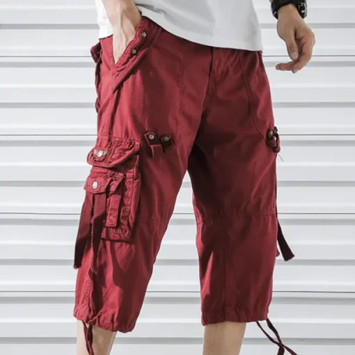 Men's Capri Cargo Shorts Cargo Shorts Shorts Capri Pants Hiking Shorts Leg Drawstring 6 Pocket Plain Comfort Outdoor Daily Going out Fashion Streetwear Black Army Green