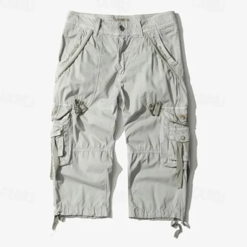Men's Capri Cargo Shorts Cargo Shorts Shorts Capri Pants Hiking Shorts Leg Drawstring 6 Pocket Plain Comfort Outdoor Daily Going out Fashion Streetwear Black Army Green