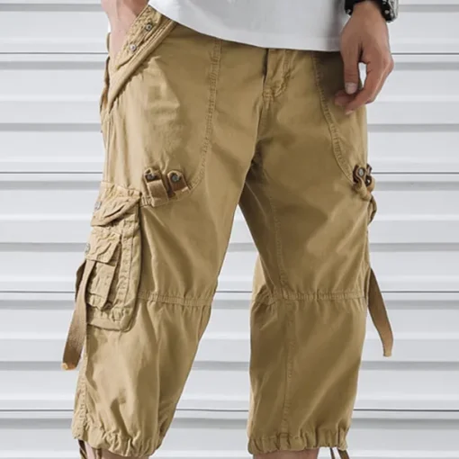 Men's Capri Cargo Shorts Cargo Shorts Shorts Capri Pants Hiking Shorts Leg Drawstring 6 Pocket Plain Comfort Outdoor Daily Going out Fashion Streetwear Black Army Green
