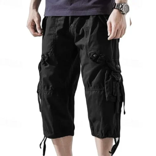 Men's Capri Cargo Shorts Cargo Shorts Shorts Capri Pants Hiking Shorts Leg Drawstring 6 Pocket Plain Comfort Outdoor Daily Going out Fashion Streetwear Black Army Green