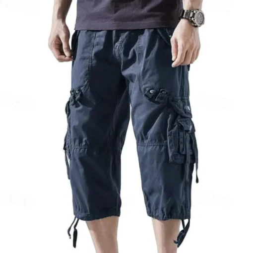 Men's Capri Cargo Shorts Cargo Shorts Shorts Capri Pants Hiking Shorts Leg Drawstring 6 Pocket Plain Comfort Outdoor Daily Going out Fashion Streetwear Black Army Green