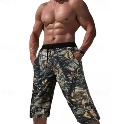 Men's Capri Pants Camo Shorts Summer Shorts Pocket Drawstring Elastic Waist Graphic Camouflage Camo / Camouflage Comfort Breathable Calf-Length Outdoor Vacation Sport Casual Yellow Sky Blue