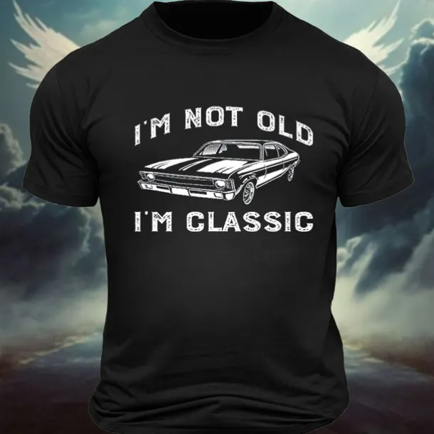 Men's Car Letter Classic Old Man T Shirt Tee Top 100% Cotton Short Sleeve Graphic Shirt Black Dark Grey Army Green Comfortable Tee Street Sports Outdoor Fashion Designer Clothing