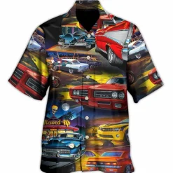 Men's Car Shirt Summer Hawaiian Shirt Aloha Shirt Short Sleeve Shirt Turndown Tropical Fashion Hawaiian Casual Hawaiian Holiday Yellow Red Blue S M L