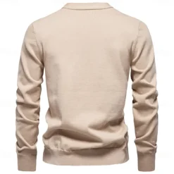 Men's Cardigan Sweater Cardigan Ribbed Knit Regular Tops Button Up Button-Down Solid Color V Neck Knitwear Fashion Work Causal Clothing Apparel Spring & Fall Navy Blue Beige S M L