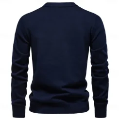 Men's Cardigan Sweater Cardigan Ribbed Knit Regular Tops Button Up Button-Down Solid Color V Neck Knitwear Fashion Work Causal Clothing Apparel Spring & Fall Navy Blue Beige S M L