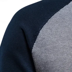 Men's Cardigan Sweater Cardigan Ribbed Knit Regular Tops Zipper Color Block Standing Collar Knitwear Neutral Outdoor Clothing Apparel Spring & Fall Black Navy Blue S M L