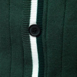 Men's Cardigan Sweater Knit Button Up with White Trim Striped Deep V Knitwear Elegant School Training Clothing Apparel Bishop Sleeve Fall Winter Black Navy Blue S M L