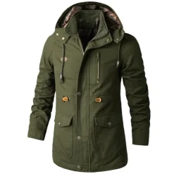 Men's Cargo Jacket Hiking Windbreaker Hiking Fleece Jacket Winter Outdoor Thermal Warm Windproof Breathable Lightweight Outerwear Parka Trench Coat Ski / Snowboard Fishing Climbing Black Yellow Army