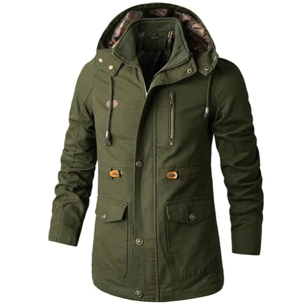 Men's Cargo Jacket Hiking Windbreaker Hiking Fleece Jacket Winter Outdoor Thermal Warm Windproof Breathable Lightweight Outerwear Parka Trench Coat Ski / Snowboard Fishing Climbing Black Yellow Army