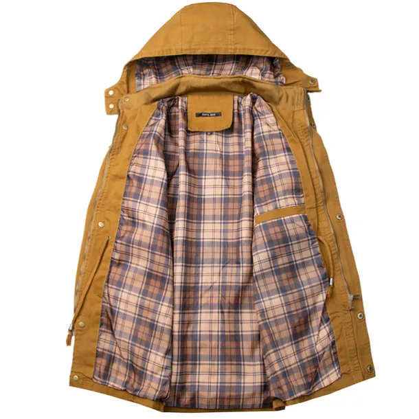 Men's Cargo Jacket Hiking Windbreaker Hiking Fleece Jacket Winter Outdoor Thermal Warm Windproof Breathable Lightweight Outerwear Parka Trench Coat Ski / Snowboard Fishing Climbing Black Yellow Army