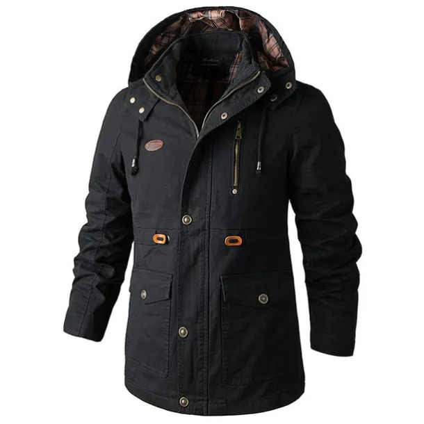 Men's Cargo Jacket Hiking Windbreaker Hiking Fleece Jacket Winter Outdoor Thermal Warm Windproof Breathable Lightweight Outerwear Parka Trench Coat Ski / Snowboard Fishing Climbing Black Yellow Army