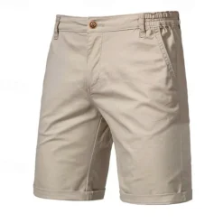 Men's Cargo Pants Buttons Pocket Solid Color Breathable Outdoor Short Outdoor Party Business Simple Classic Style Black White Micro-elastic