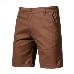 Men's Cargo Pants Buttons Pocket Solid Color Breathable Outdoor Short Outdoor Party Business Simple Classic Style Black White Micro-elastic