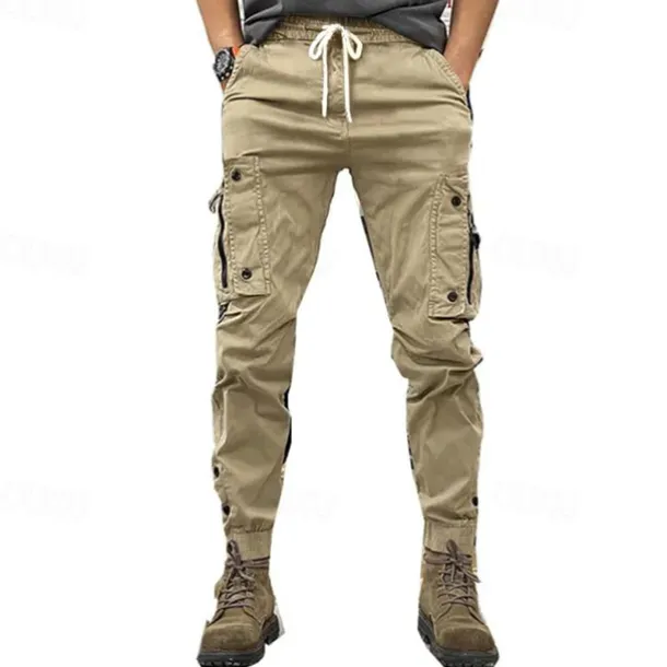 Men's Cargo Pants Cargo Trousers Pocket Drawstring Elastic Waist Plain Comfort Breathable Outdoor Daily Going out Fashion Casual Black Khaki