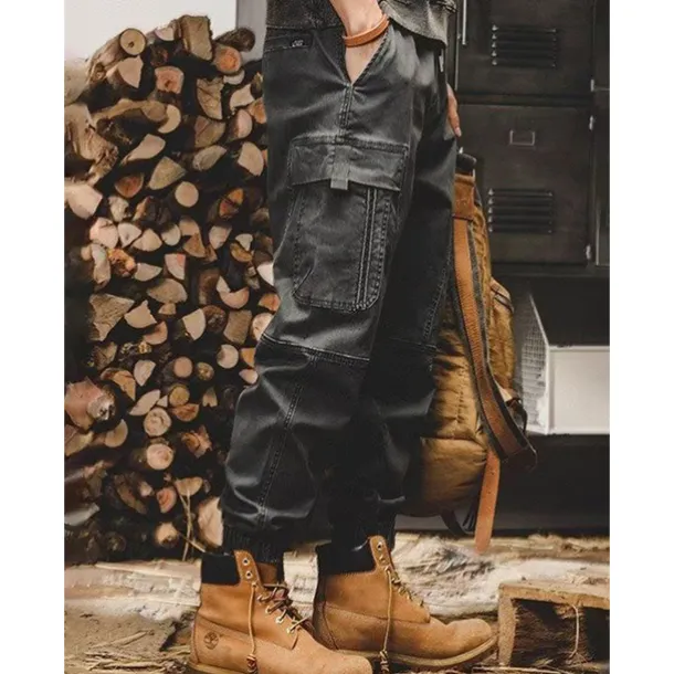 Men's Cargo Pants Cargo Trousers Techwear Pocket Drawstring Elastic Waist Plain Comfort Breathable Outdoor Daily Going out Fashion Casual Black Khaki