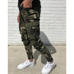 Men's Cargo Pants Cargo Trousers Joggers Trousers Camo Pants Drawstring Elastic Waist Classic Camouflage Comfort Soft Full Length Daily Sports Stylish Casual Camouflage Dark Gray Micro-elastic