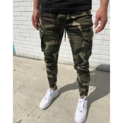 Men's Cargo Pants Cargo Trousers Joggers Trousers Camo Pants Drawstring Elastic Waist Classic Camouflage Comfort Soft Full Length Daily Sports Stylish Casual Camouflage Dark Gray Micro-elastic