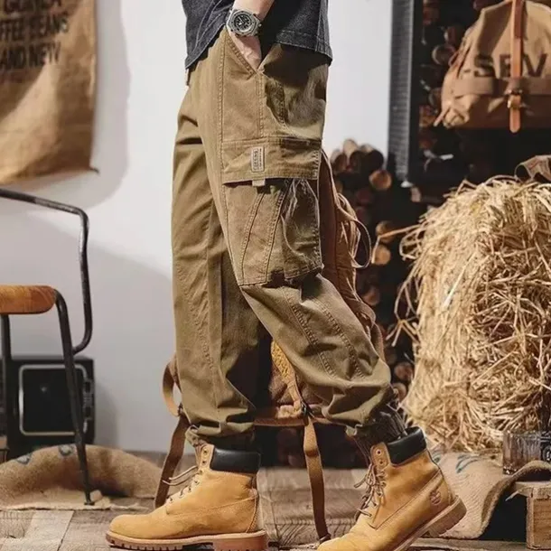 Men's Cargo Pants Cargo Trousers Techwear Pocket Drawstring Elastic Waist Plain Comfort Breathable Outdoor Daily Going out Fashion Casual Black Camel