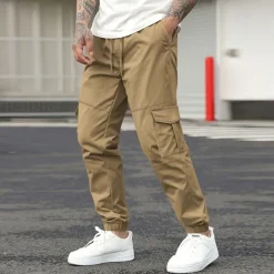 Men's Cargo Pants Cargo Trousers Joggers Trousers Casual Pants Pocket Drawstring Elastic Waist Plain Comfort Soft Full Length Outdoor Casual Daily Fashion Streetwear Black Green