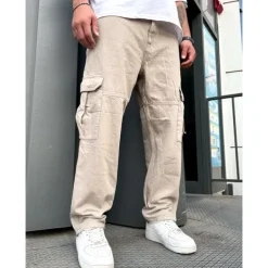 Men's Cargo Pants Cargo Trousers Pocket Plain Comfort Breathable Outdoor Daily Going out 100% Cotton Fashion Casual Beige
